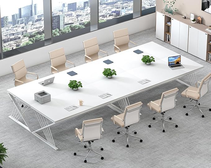 FOLUBAN 70.9" Modern Computer Desk with Z-Shaped Legs, Industrial Executive Home Office Desk for 2 Person, Large Writing Study Table for Bedroom, Gaming Workstation, White