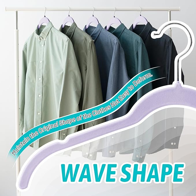 30 Pack Velvet Hangers - Non Slip Slim Hangers for Closet Organization, Space Saving Clothes Hangers with Notches for Dresses, Shirts(Purple)