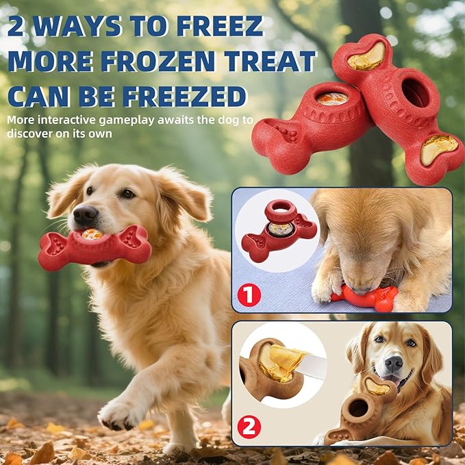 Frozen Dog Treat Holder for Aggressive Chewers - Interactive Dispensing Toy Enrichment Keep Them Busy, Fillable Chew Toy for Teething with Mold｜Mess-Free｜Easy to Clean