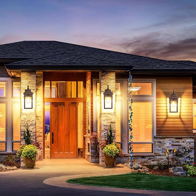 BesLowe 2-Pack Outdoor Wall Light Fixtures, 15" Exterior Lighting Fixtures Wall Mount, Waterproof Porch Lights Outdoor Wall Sconces Lanterns, Modern Outside Lights for House Front Door Garage, Brown