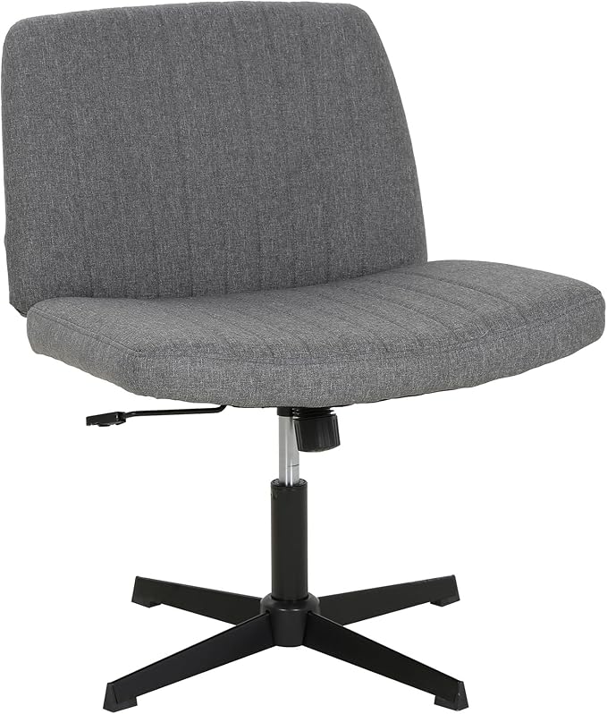FDW Criss Cross Chair Armless Cross Legged Office Desk Chair Adjustable Swivel Ergonomic Gaming Chair No Wheels Backrest with Wide Seat Native Sponge Computer Task Vanity Chair for Home Office,Grey