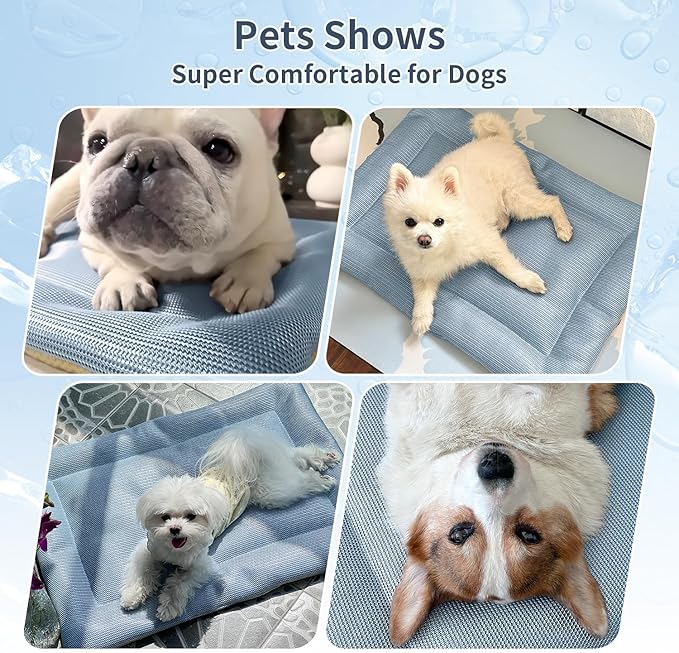 Cooling Pad for Dog Breathable Dogs Sleeping Bed Indoor Pet Mattress Dog Crate Mat Washable Blue (42×28×1.2 inches)