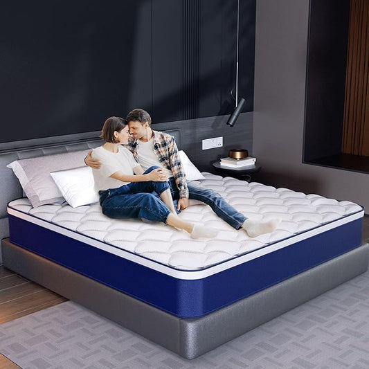 King Size Mattress - 12 Inch Gel Memory Foam Hybrid Mattress, Medium Firm, Pressure Relief & Motion Isolation, 100 Nights Trial, 75 * 80 in