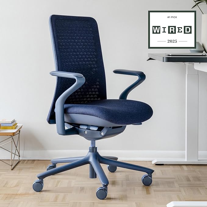 Branch Verve Chair - High Performance Executive Office Chair with Contoured Seat Back and Adjustable Lumbar Rest - High Density Foam Cushion with Aluminum Base - Up to 275 lbs - Cobalt