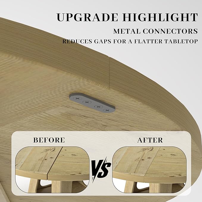 Round Dining Table for 4, Farmhouse 47 Inch Wood Dinner Tables with Storage Base for Kitchen Dining Living Room 4-6 People Gathering, Natural