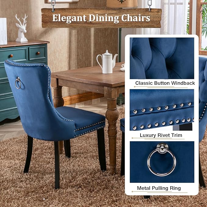 Goujxcy 9-Piece Extendable Dining Table Set for 8, 63-78 Inch Faux Travetine Kitchen Table Set with 8 Blue Upholstered Chairs Modern Wood Expandable Dining Room Table Set for Kitchen Apartment