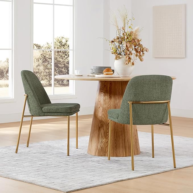 CHITA Modern Dining Chairs Set of 3, FSC Certified Metal Dining Chair for Dining Room, Moss Green