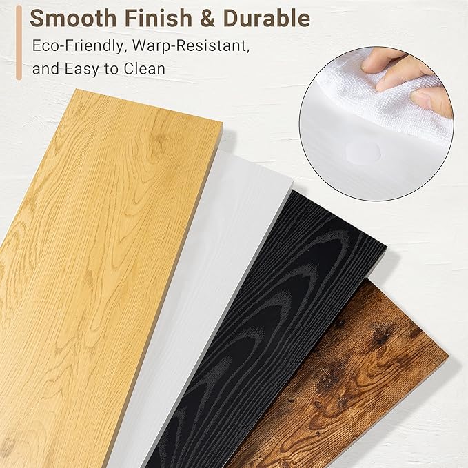 Vivelove 10 in Deep Floating Shelves for Wall, 55" x 10.2" x 1.5" Shelves for Room Wall Mounted, 1.5 Inch Thick Shelf for Bathroom Bedroom Kitchen Book Room, Modern Farmhouse Decor, Set of 2, White