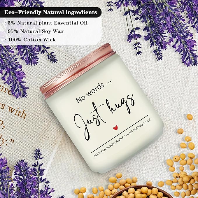 Bereavement Gifts - Sympathy Gift for Loss of Loved - Get Well Soon, Thinking of You, Feel Better Cheer Up, After Surgery Gfits for Women - Lavender Scented Candle