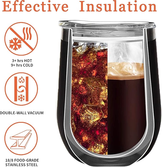 Camper Wine Tumbler Coffee Mug, Stemless Tumblers with Lid, Stainless Steel Insulated Vacuum 12 Oz, Camping Gifts, Making Memories One Campsite At A Time