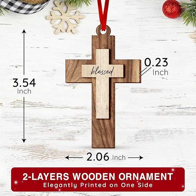 Religious Christmas Ornaments - Cross Ornaments for Christmas Tree Decoration, Christian Ornament for Home Decor, Unique Religious Gifts for Christian Women, Ideal Gifts for Christian Women