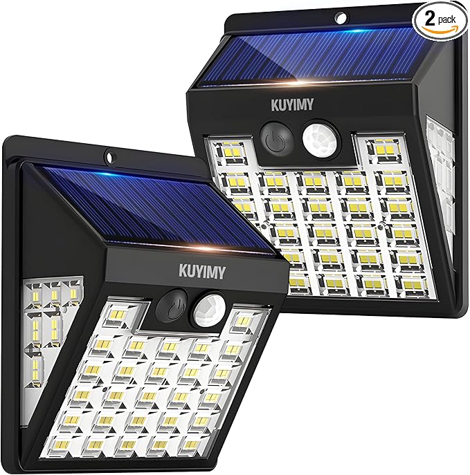 Solar Lights Outdoor, 72 LED Motion Sensor Wall Light, IP65 Waterproof and 3 Lighting Modes, Solar Powered Security Wireless Light Outside for Patio, Garden, Fence, Porch, Front Door(2 Packs)