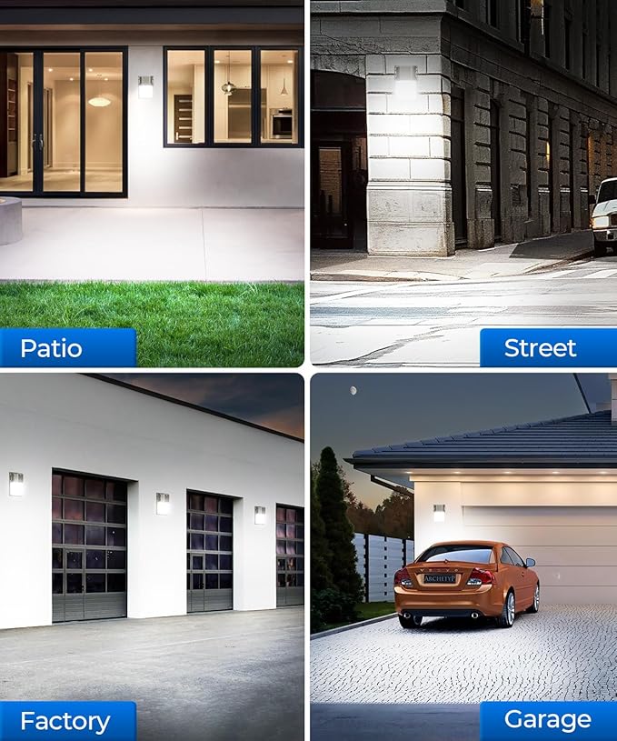 CINOTON 30W LED Wall Pack Light with Dusk to Dawn Sensor, 3600LM, 5000K Daylight [120Vac] Outdoor Wall Lights IP65 Waterproof LED Security Flood Lighting for Garage Warehouse Garden UL-Listed 4 Pack