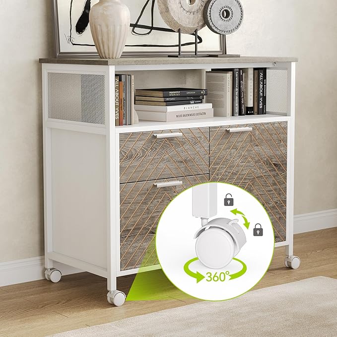 LITTLE TREE 63-Inch Office Desk with 31.5-Inch Lateral File Cabinet, Study Writing Desk Computer Desk for Home Office