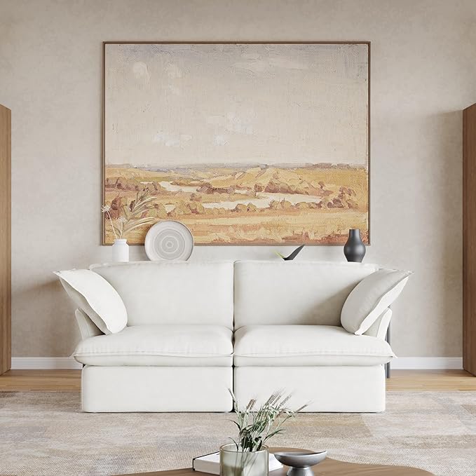 WJShome Love Seat Sofas, Modern Down Filled Modular Sectional Sofas, Cushion Covers Removable, Customizable Modular Sectional Couch for Living Room Apartment Lounge Bedroom (White, 2 Seat)