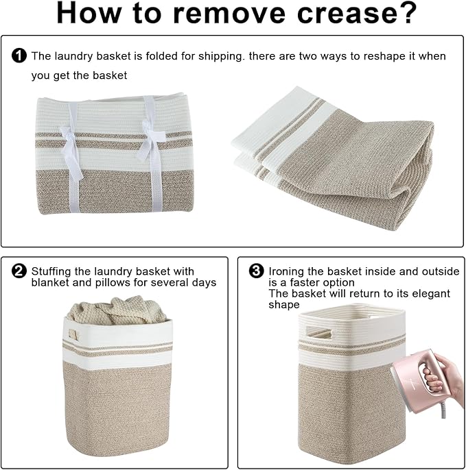 OIAHOMY 91L Laundry Hamper, XXXLarge Laundry Basket, Collapsible Cotton Rope Basket,Woven Storage Basket for Blankets,Clothes,Pillows-16x15x24-Yellow