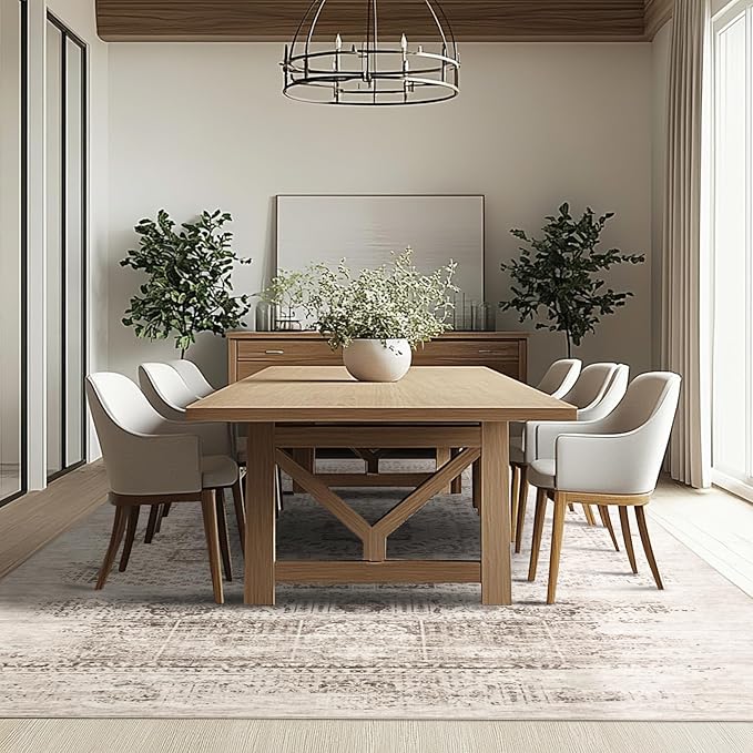 Washable Rugs 8x10 Area Rugs for Living Room,Bedroom,Dining Room- Modern Abstract Large Area Rugs with Non Slip Rubber Backing,Soft Low Pile Neutral Accent Carpet for Nursery Dorm Home Office