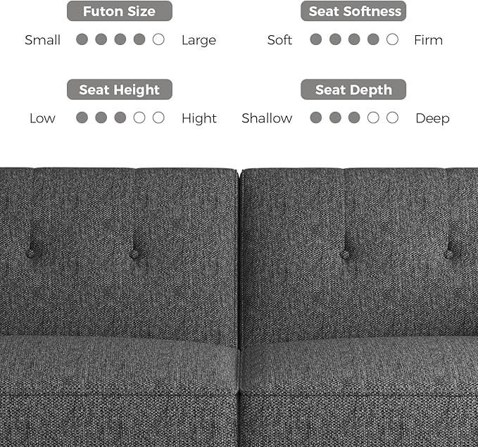 89” Futon Sofa Bed,Comfy Futon Couch Bed with 2 Square Pillows,Convertible Sleeper Sofa with Adjustable Backrest& Armrests, Modern Loveseat Sleeper for Living Room, Bedroom, Linen Dark Gray