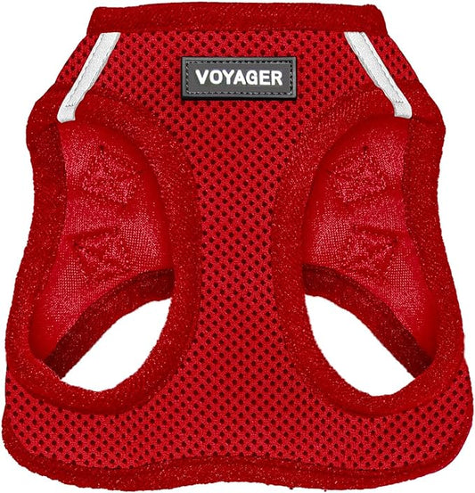 Best Pet Supplies Voyager Step-in Air Harness - All Weather Mesh, Reflective, No Pull Harness for Dogs, Cats - Secure with Hook & Loop Fastener, Buckle, Double D-Rings - Red, XXS