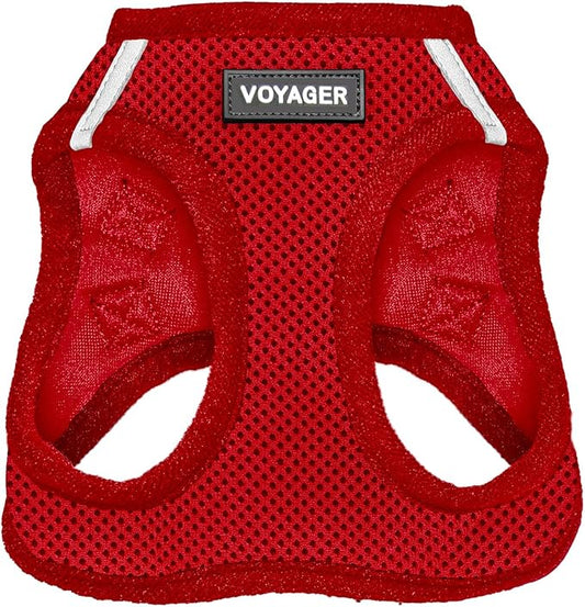 Best Pet Supplies Voyager Step-in Air Harness - All Weather Mesh, Reflective, No Pull Harness for Dogs, Cats - Secure with Hook & Loop Fastener, Buckle, Double D-Rings - Red, L