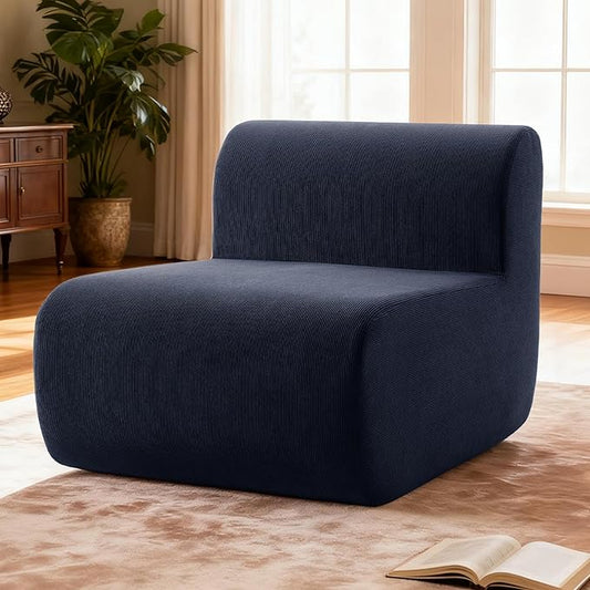 Cloud Single Sofa Chair,Fireside Beanbag Chair Upholstered Floor Sofa Couch,Corduroy Boneless Couch for Small Spaces,Memory Foam Lounge Chair for Bedroom, Living Room,Deep Blue