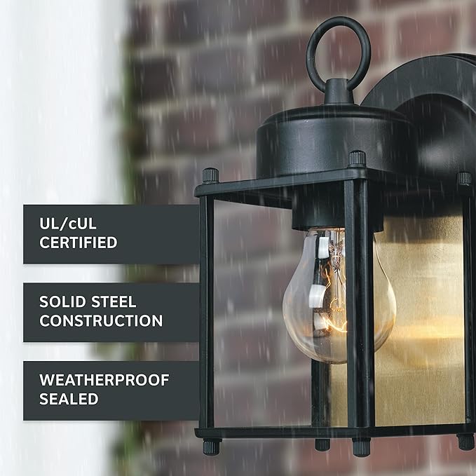 Designers Fountain Ivy Trail Outdoor Light Fixture Pack of 2, 8.25 Inch Exterior Wall Lantern Sconce Set for Front Door, Patio and Porch, Black, D334M-5EW-BK2