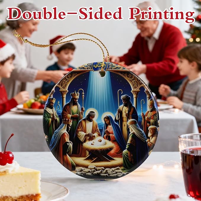 Nativity Scene Ornament, Religious Manger Scene Holiday Decor, Christmas Ornaments, Christmas Decorations | Christian Gifts, Religious Gifts, Gift Exchange & Gift Idea, Giftbox Included