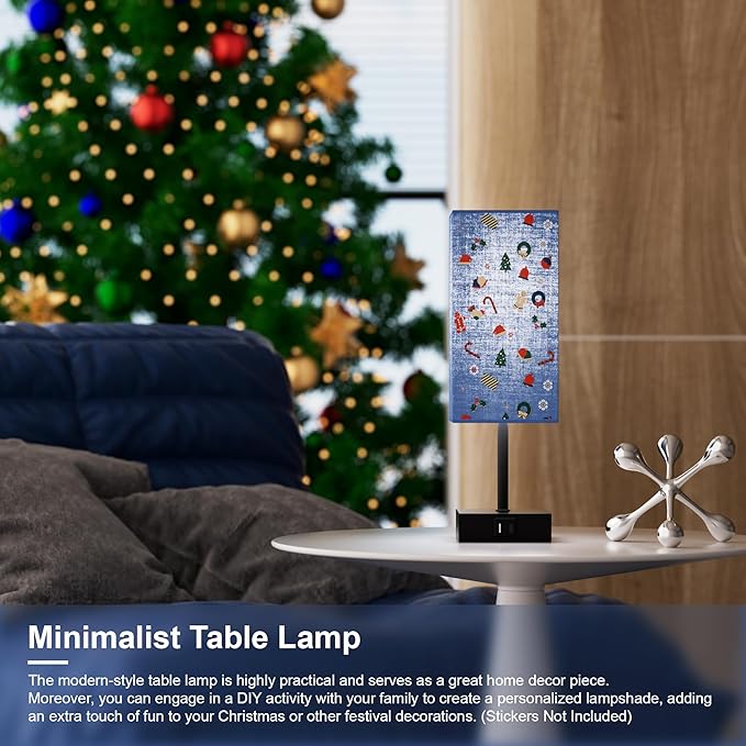 Sailstar Bedside Table Lamp for Bedroom Set of 2, 3 Way Dimmable Touch Lamp with USB C+A Charging Ports, Small Nightand Lamps for Bedroom Decor, Living Room, LED Bulbs Included, Upgraded Navy Blue
