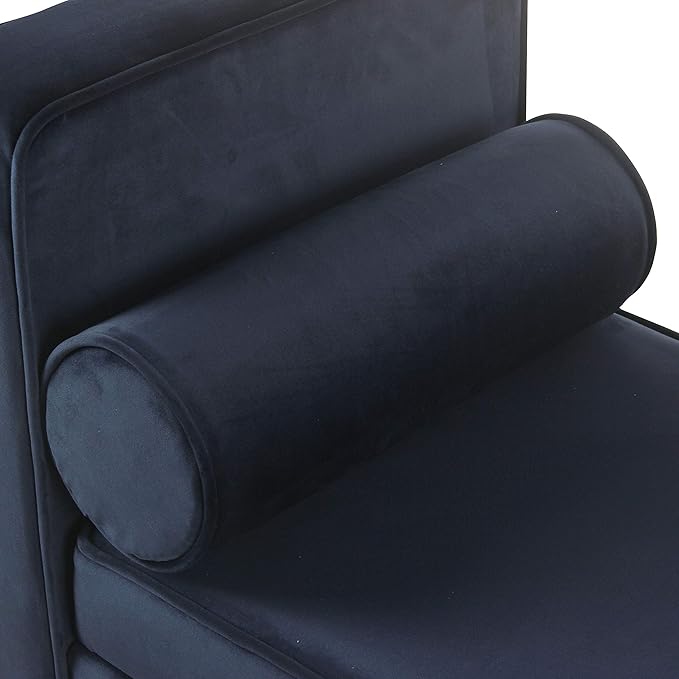 HomePop Home Decor | Upholstered Modern Storage Ottoman Bench with Pillows | Ottoman Bench with Storage for Living Room & Bedroom | Decorative Home Furniture (Navy)