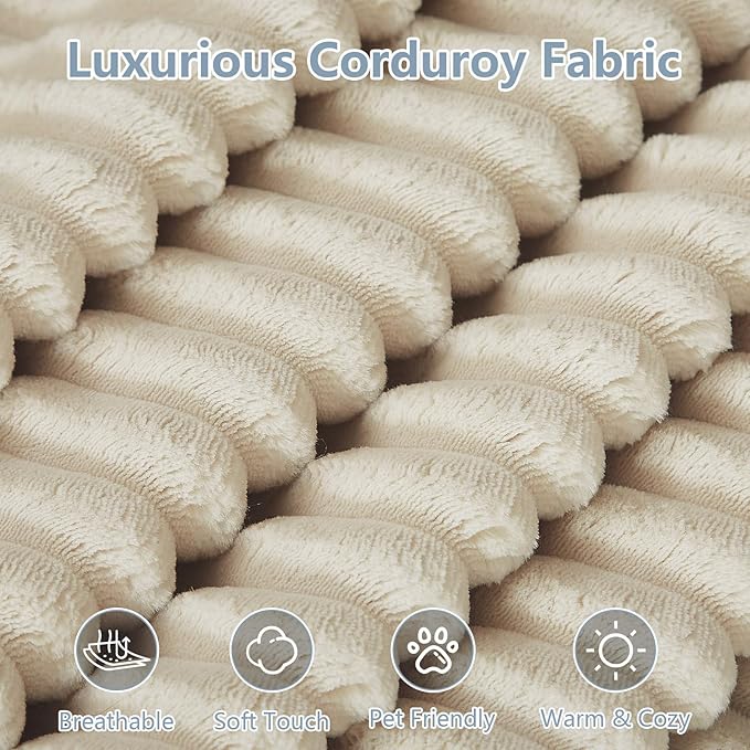 70.87" Loveseat Sofa Bed - Corduroy Upholstered, Comfy Deep Seat & Modern Design - Small Space Friendly, No Assembly Needed - Ideal for Living Room, Bedroom, Apartment, Home Office, Beige