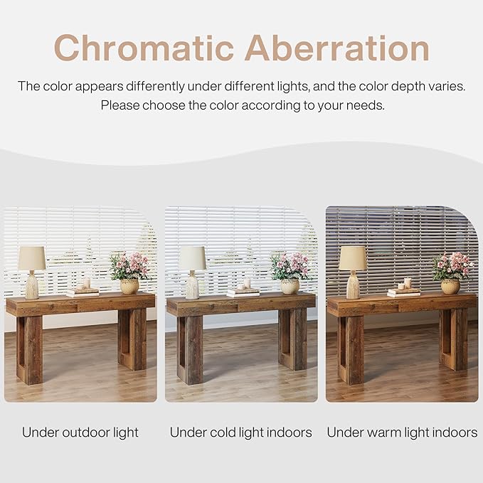 Tribesigns 63-Inch Long Console Table, Wooden Rectangular Sofa Table Behind The Couch, Farmhouse Entryway Table for Entrance, Hallway, Living Room (Mix Brown)