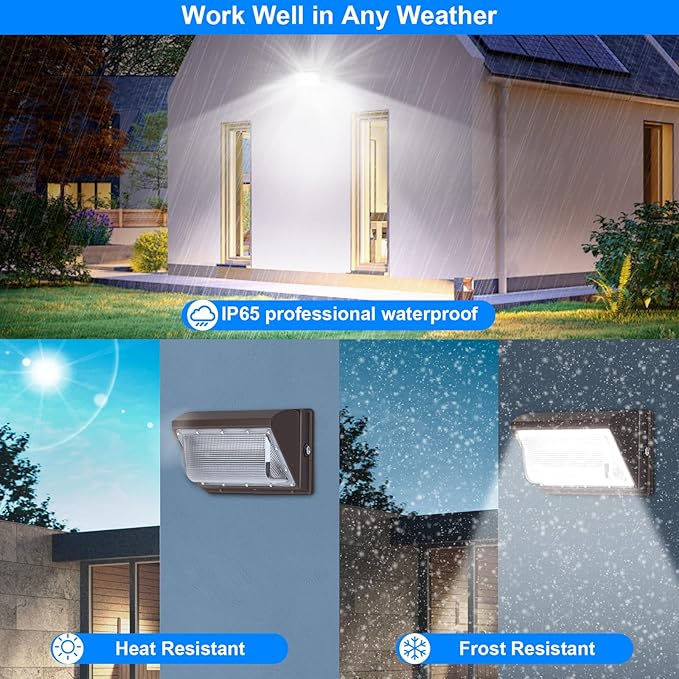 120W LED Wall Pack with Photocell, 5000K 15840LM Dusk to Dawn Lights Security Switch Control Outdoor Wall Light, Commercial Waterproof Rust-Proof Outside Lighting for Barn Shop Garage 6 Pack