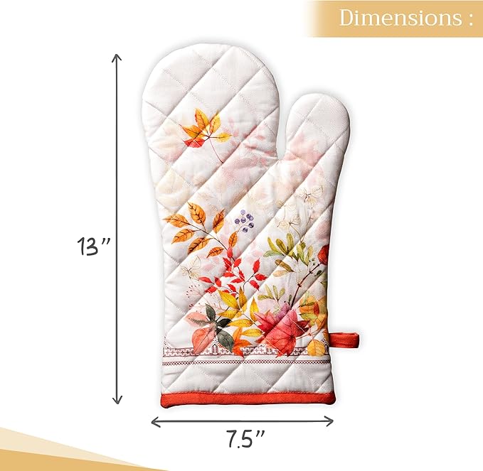 Maison d' Hermine Oven Gloves 100% Cotton Oven Mitt 7" x 13" with Loop Heat Resistant BBQ Cooking Gloves for Thanksgiving Christmas Decorations Baking Handling Hot Pans (Pack of 1, Amarante)