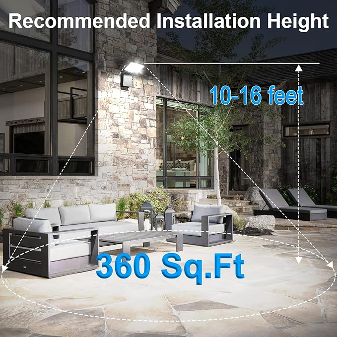 Juyace 60W Led Outdoor Wall Park Flood Light Modern Exterior Security Lighting Fixture for House with Rotate Freely 6000lm 5000k IP65 Waterprroof Floodlight for Above Garage