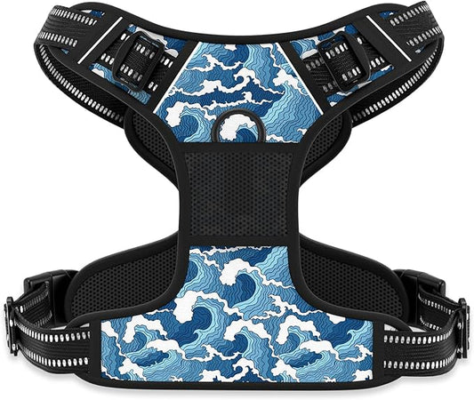 Rnivvi No Pull Dog Harness, Cute Reflective Medium Sized Puppy Kitten Harness, Adjustable Soft Padded Vest for Medium Dogs, Heavy Duty Pet Vest with Easy Control Handle for Walking, Japanese Style