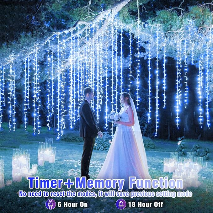 500 LED Christmas Lights Outdoor, 164ft Christmas String Lights for Bedroom 8 Modes Waterproof Plug in Twinkle Fairy Light for Indoor Outside Bedroom Home Party Decoration, Blue&White