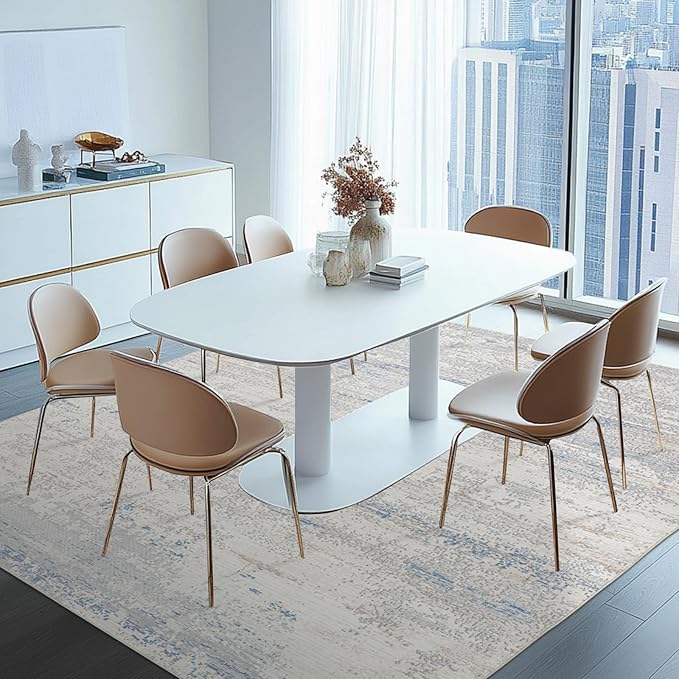 Washable Rugs 8x10 Area Rugs for Living Room- Modern Abstract Rugs for Bedroom,Dining Room, Large Soft Low Pile Carpet with Non Slip Rubber Backing,Neutral Accent Rug for Nursery Home Office