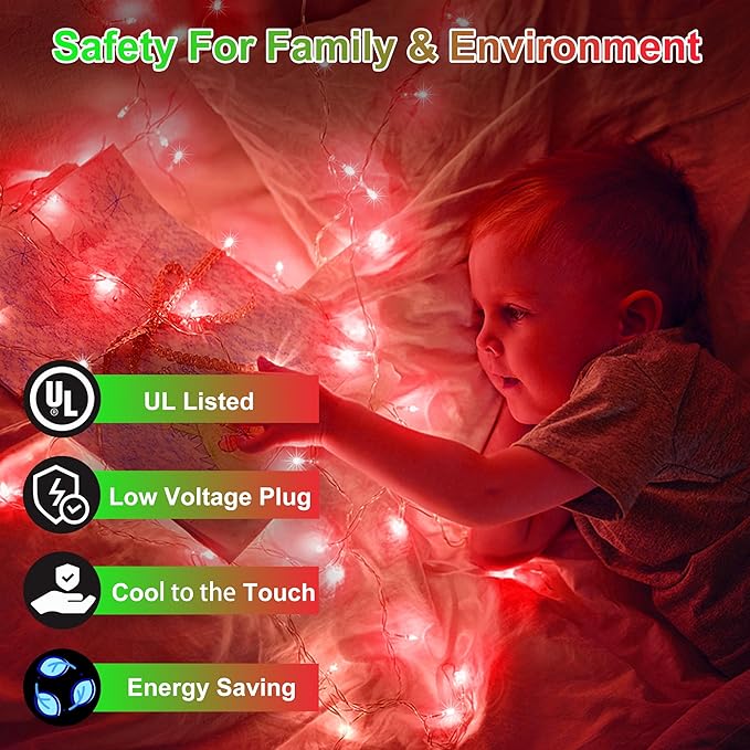 750LED Christmas Lights Outdoor Use, 240ft 12 Modes Red LED String Lights with Timer Dimmable, Waterproof Christmas Tree Lights for Xmas Patio Yard Fence Balcony Garden Party Decor Red