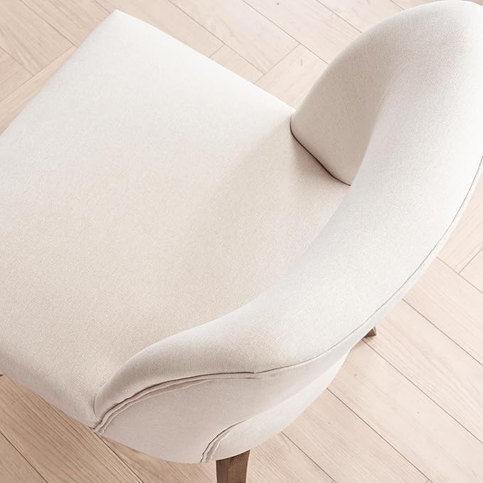 VKNOW Wooden Dining Chairs Set of 6, Modern Fabric Upholstered Dining Room Chair Kitchen Chairs, Farmhouse Dinner Chair for Kitchen Dining Room, Beige