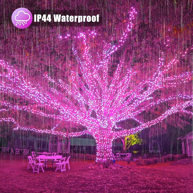 100ft Pink Christmas Lights Outdoor 300 LED Pink String Lights 8 Modes Clear Wire, Plug in Waterproof Twinkle Fairy Lights for Bedroom Indoor Wedding Christmas Party Decorations