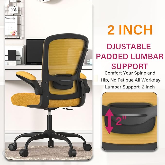 Mimoglad Office Chair, Ergonomic Desk Chair with Adjustable Lumbar Support, High Back Mesh Computer Chair with Flip-up Armrests-BIFMA Passed Task Chairs, Executive Chair for Home Office