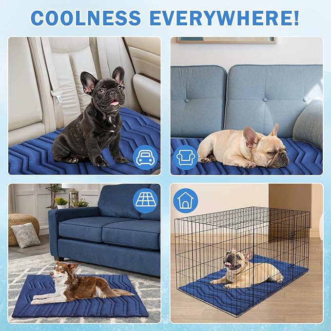 SCENEREAL Dog Cooling Mat for Crate, Thicken Self-Cooling Dog Pad Reversible (Cool & Warm), 48"x28" Pet Cool Bed for M Large XL Dogs,Kennel Sofa Mats Machine Washable, Durable Non-Toxic Gel, Outdoor