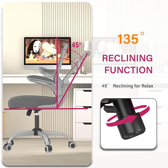 Mimoglad Office Chair, Ergonomic Desk Chair with Adjustable Lumbar Support, High Back Mesh Computer Chair with Flip-up Armrests-BIFMA Passed Task Chairs, Executive Chair for Home Office