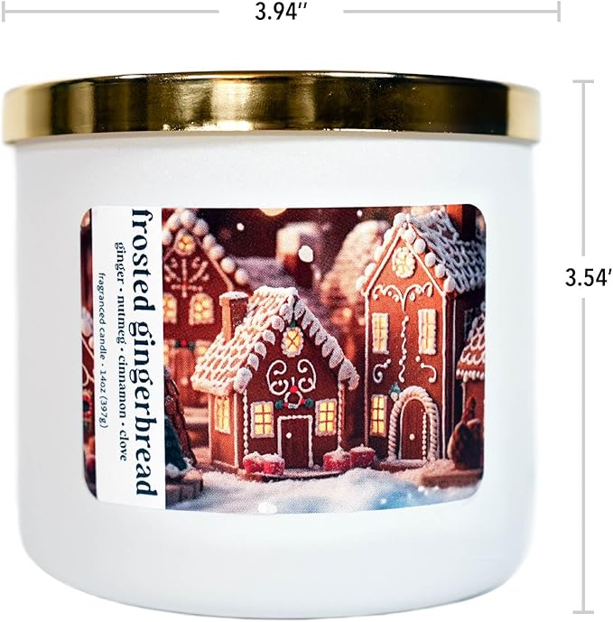 Colonial Candle Frosted Gingerbread Scented Candle, Holiday Scented Candle - Made in The USA