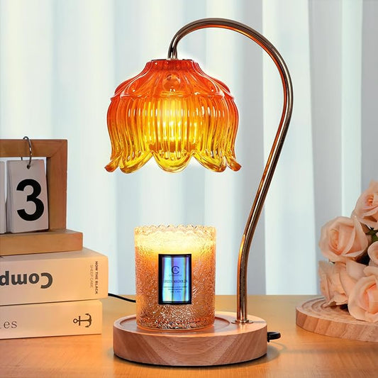 Flower Candle Warmer Lamp with Timer & Dimmer - Fits All Jar Scented Candles - Christmas & Mother's Day Gift for Women，Wife，Mom，Grandma