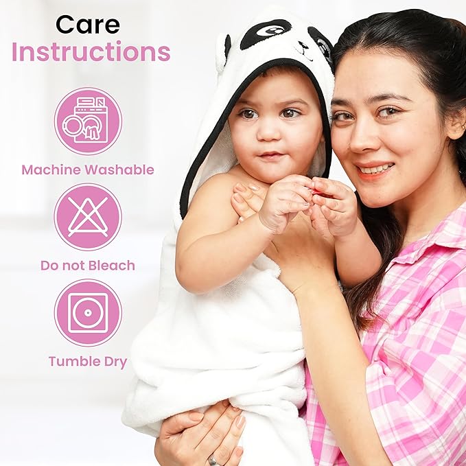 Zoane Creations 100% Rayon Hooded Baby Towels for Newborn – Ultra-Soft,Highly Absorbent, 500 GSM, 37 x 37 inches Perfect Cotton Baby Bath Towels Hooded for Newborns and Toddlers