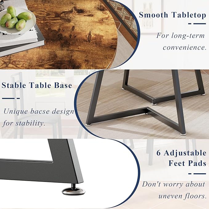 VECELO Small Round Kitchen Table with 2 Upholstered Chairs, 3-Piece Wood Dinette Sets with Steel Frame for Breakfast Nook, Dining Room, and Small Space, Brown