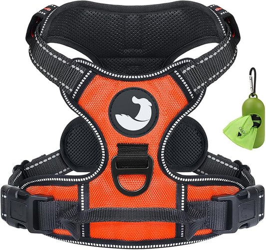 Joytale No Pull Dog Harness for Extra Large Dogs, Reflective Pet Vest with Front Clip, Adjustable Soft Padded Harnesses with Easy Control Handle for Training and Walking, Orange, XL