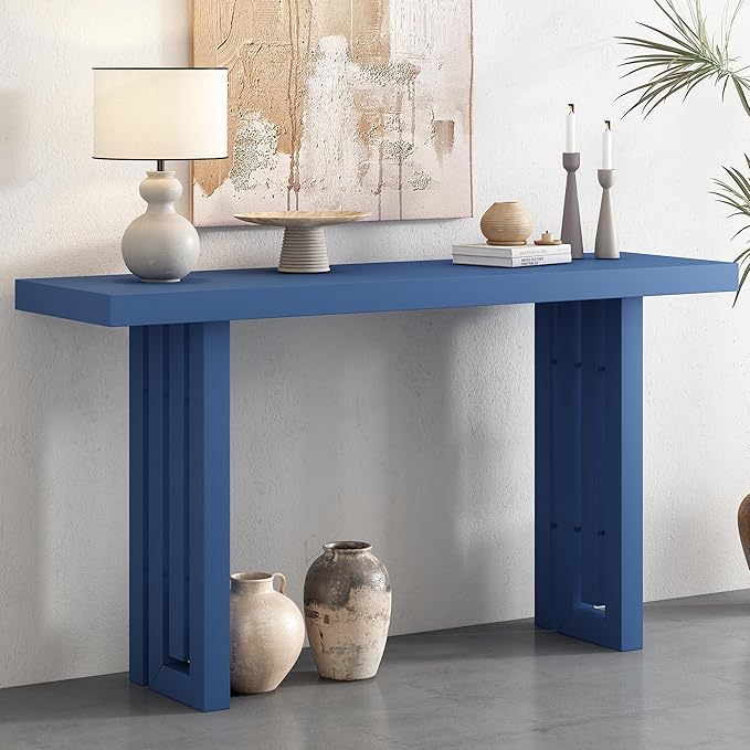 Contemporary Minimalist Wood Console Table 59-Inch Modern Entry Sofa Table Accent Table for Entryway Living Room Home Office, Navy Blue