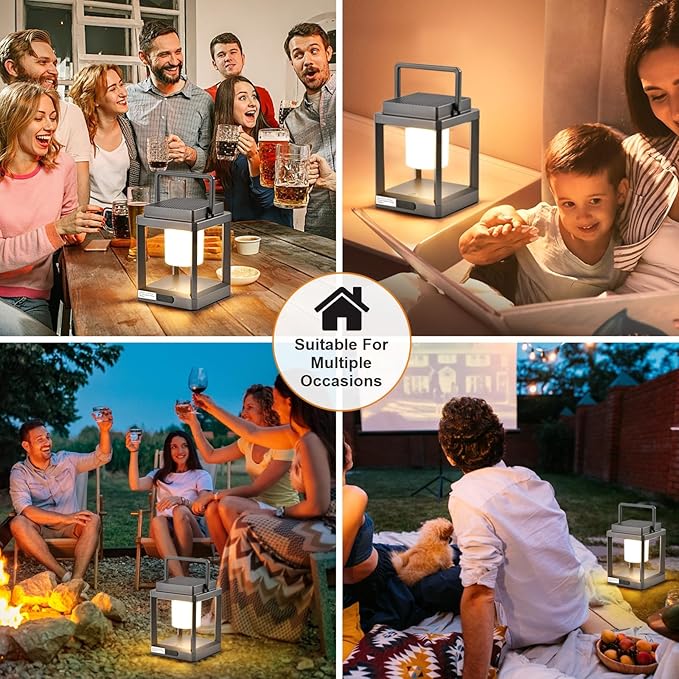 LETRY Solar Outdoor Table Lamp: Outdoor Lanterns for Patio Waterproof,Portable Rechargeable Solar Lamp